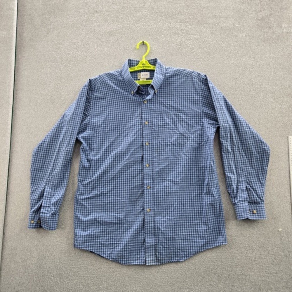 L.L. Bean Men Button Up Shirt L REG Blue‎ Check Long Sleeve